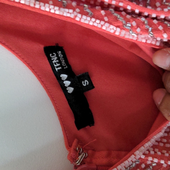 TFNC coral beaded dress with zip back - Picture 5 of 5